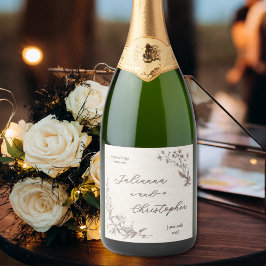 Etiquetas Para Vinos Espumosos Elegante guión rústico de flores silvestres