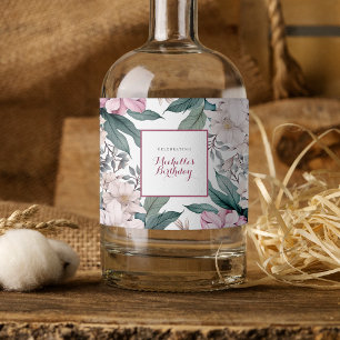 Etiquetas Para Vinos Espumosos Elegante Jardín Botánico Fiesta Floral de Cumpleañ