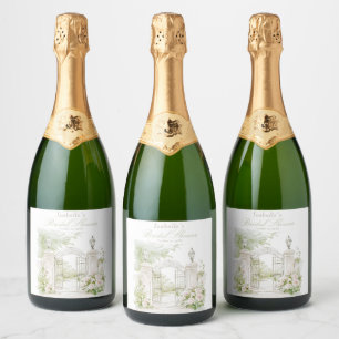 Etiquetas Para Vinos Espumosos Elegante jardín nupcial pastel Château francés