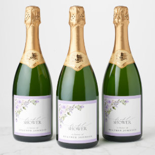 Etiquetas Para Vinos Espumosos Elegante Lilac Lavender Floral Bridal Ducha