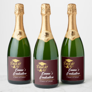 Etiquetas Para Vinos Espumosos Elegante Lo hice con éxito Fiesta de Graduación