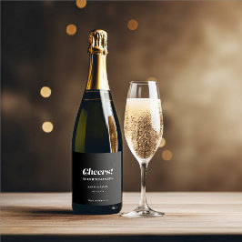 Etiquetas Para Vinos Espumosos Elegante Minimalista audaz caligrafía Boda negro