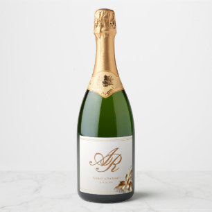 Etiquetas Para Vinos Espumosos Elegante Monograma de Oro