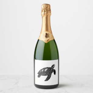 Etiquetas Para Vinos Espumosos Elegante Natación Antigua Tortuga de Agua Copia