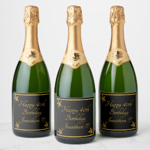 Etiquetas Para Vinos Espumosos Elegante nombre de oro Feliz cumpleaños Sparkling 