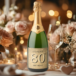 Etiquetas Para Vinos Espumosos Elegante Oro 80 cumpleaños