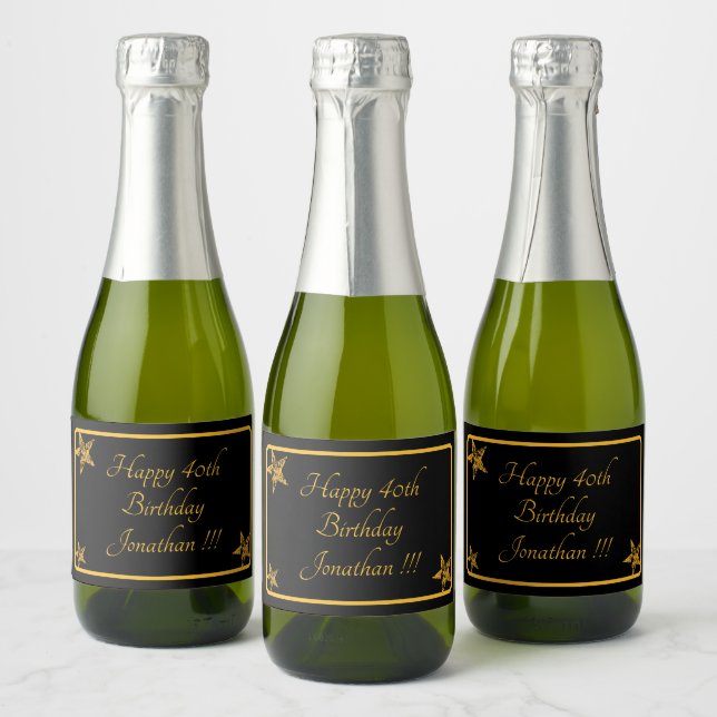 Etiquetas Para Vinos Espumosos Elegante oro Feliz cumpleaños Mini Sparkling Wine  (Botellas)