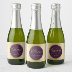Etiquetas Para Vinos Espumosos Elegante Plum Gold Caligraphy Cheers Boda