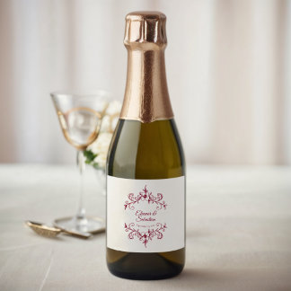 Etiquetas Para Vinos Espumosos Elegante Romance vintage Burgundy Boda Mini
