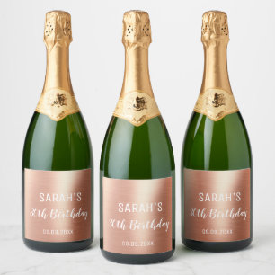 Etiquetas Para Vinos Espumosos Elegante Rosa Relieve metalizado dorado Cualquier