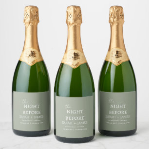 Etiquetas Para Vinos Espumosos Elegante Sage Green la noche antes del Boda