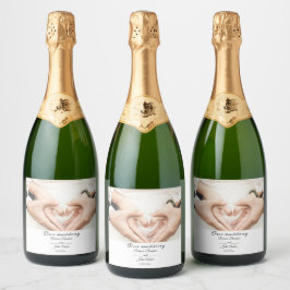 Etiquetas Para Vinos Espumosos Elegante Script Photo Wedding Party Personalizado