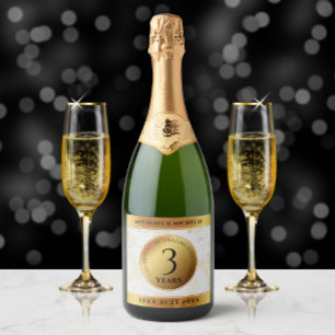 Etiquetas Para Vinos Espumosos Elegante tercer aniversario Boda de cuero