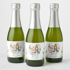 Etiquetas Para Vinos Espumosos Elegante vegetación Woodland Forest Baby Animals