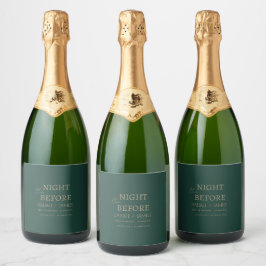 Etiquetas Para Vinos Espumosos Elegante verde esmeralda la noche antes del Boda