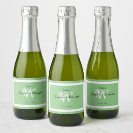 Etiquetas Para Vinos Espumosos Elegante Verde Suave Boda Chic Blanco Monograma Mi