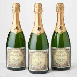 Etiquetas Para Vinos Espumosos Elegante victoriano victoriano rosa Roses Gold