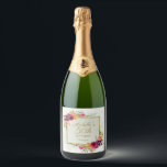 Etiquetas Para Vinos Espumosos Elegante Vintage Floral Gold Women's 50th Birthday<br><div class="desc">Elegante color de agua morado, rojo y amarillo, floral y dorado marco de la fiesta de cumpleaños de las mujeres personalizado espumoso botellas de vino. Personalizada con el nombre de la invitada de honor, su edad y su fecha fiesta. El texto es completamente personalizable. Comuníquese conmigo para obtener ayuda con...</div>