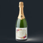 Etiquetas Para Vinos Espumosos Elegante Vintage Floral Gold Women's 50th Birthday<br><div class="desc">Elegante color de agua morado, rojo y amarillo, floral y dorado marco de la fiesta de cumpleaños de las mujeres personalizado espumoso botellas de vino. Personalizada con el nombre de la invitada de honor, su edad y su fecha fiesta. El texto es completamente personalizable. Comuníquese conmigo para obtener ayuda con...</div>