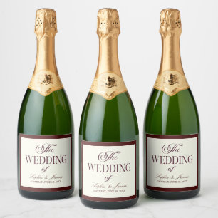 Etiquetas Para Vinos Espumosos Elegante Vintage Marfil Burgundy Boda