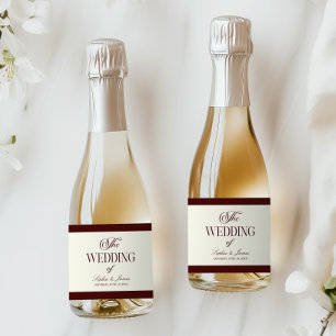 Etiquetas Para Vinos Espumosos Elegante Vintage Marfil Burgundy Nupcial