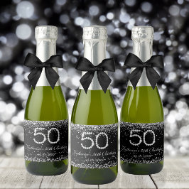 Etiquetas Para Vinos Espumosos Elegantes diamantes 50.ª fiesta de cumpleaños