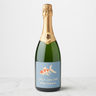 Etiquetas Para Vinos Espumosos Ella Es Una Captura Afortunada Koi Pez Azul Desped