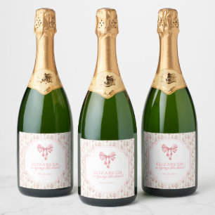 Etiquetas Para Vinos Espumosos Ella está atando el lazo Coquette Bow Despedida de