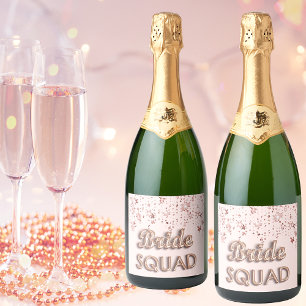Etiquetas Para Vinos Espumosos Equipo de novia rosa dorado estrellas despedida de
