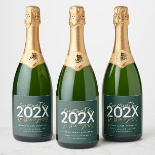 Etiquetas Para Vinos Espumosos escritura moderna en verde y oro gradación elegant
