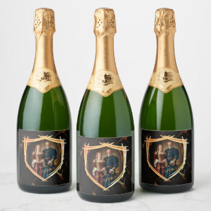 Etiquetas Para Vinos Espumosos Escudo de Armas de Caballero Medieval Antiguo