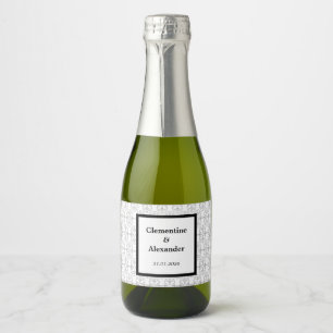 Etiquetas Para Vinos Espumosos Estilo Art Déco Elegante en Blanco y Negro