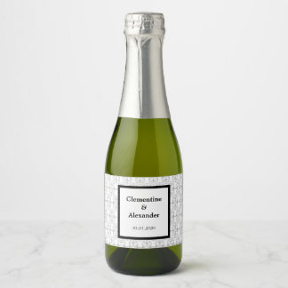 Etiquetas Para Vinos Espumosos Estilo Art Déco Elegante en Blanco y Negro