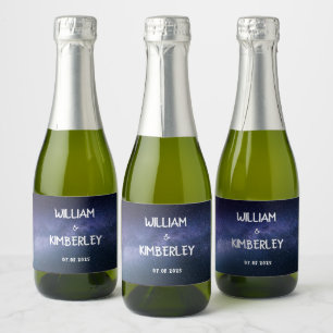 Etiquetas Para Vinos Espumosos Estrellas azules de la marina Sky Galaxy Elegant W