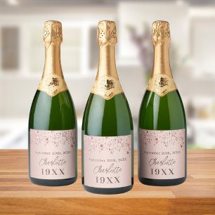 Etiquetas Para Vinos Espumosos Estrellas de oro de la fiesta de cumpleaños año de