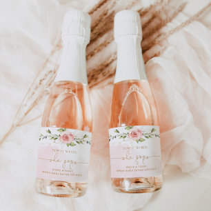 Etiquetas Para Vinos Espumosos Eucalipto rosa floral sonrojo rómpelo cuando ella 