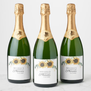 Etiquetas Para Vinos Espumosos Eucalyptus Sunflower Floral Script Floral Brillant