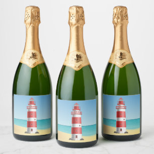 Etiquetas Para Vinos Espumosos Faro Náutico de Playa Boda Ducha de Novia