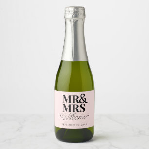 Etiquetas Para Vinos Espumosos Favor de boda de plantilla Sr & Sra Nombre Lindo y