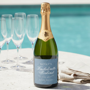 Etiquetas Para Vinos Espumosos Favor de Despedida de Soltera con Concha de Mar Az