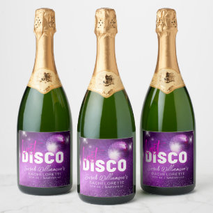Etiquetas Para Vinos Espumosos Favor de despedida de soltera de neón rosa púrpura