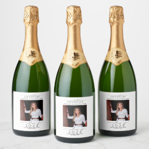 Etiquetas Para Vinos Espumosos Felicitaciones a la graduación Foto Guión negro
