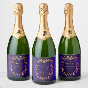 Etiquetas Para Vinos Espumosos Felicitaciones personalizadas de morado y dorado