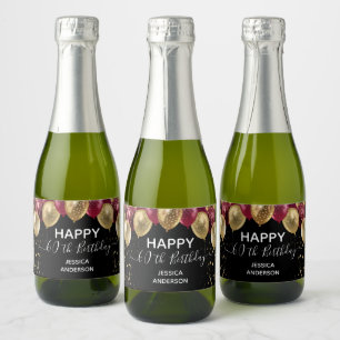 Etiquetas Para Vinos Espumosos Feliz 60 cumpleaños rojo y oro Sparkling Wine La
