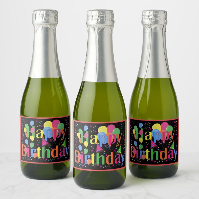 Etiquetas Para Vinos Espumosos Feliz cumpleaños (Botellas)