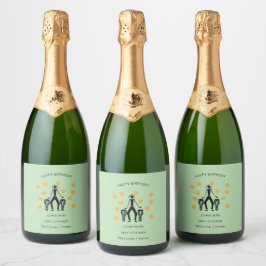 Etiquetas Para Vinos Espumosos Feliz cumpleaños, celebración africana de tambores