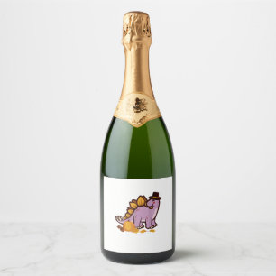 Etiquetas Para Vinos Espumosos Feliz Día de Acción de Gracias Cute Stegosaurus Di
