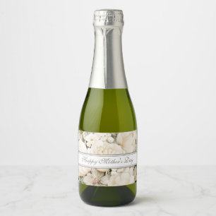 Etiquetas Para Vinos Espumosos Feliz día de la madre Ivory crema Floral script