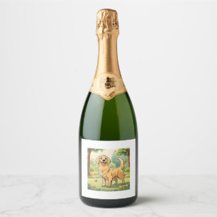 Etiquetas Para Vinos Espumosos Feliz Golden Retriever