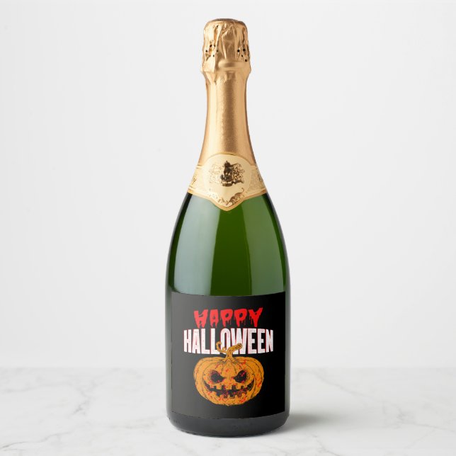 Etiquetas Para Vinos Espumosos Feliz Halloween (Anverso)